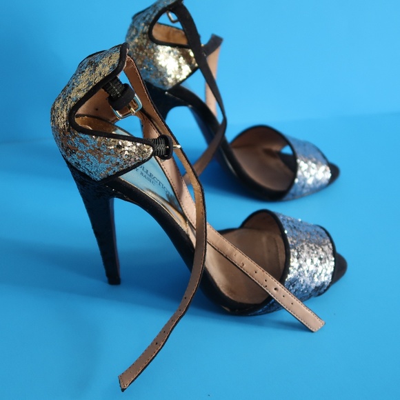 Zara Shoes - ZARA | Black, Silver & Gold Ankle Strap Heels